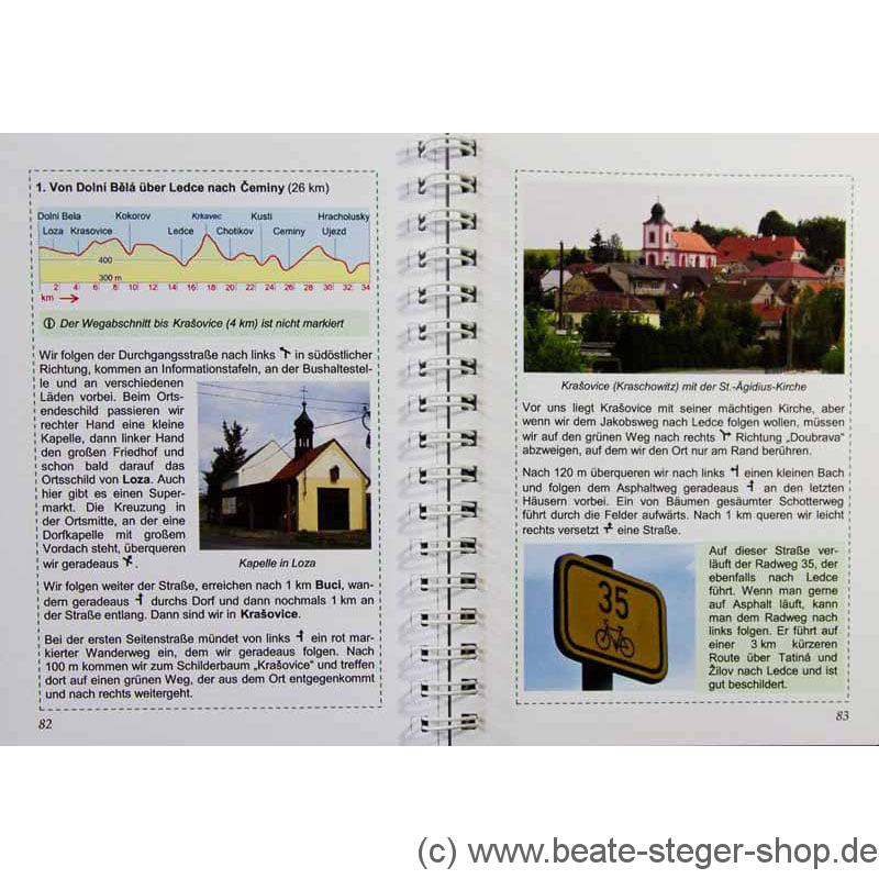Blick ins Buch mit Wegbeschreibung, Höhenprofil sowie Bildern und Infos.