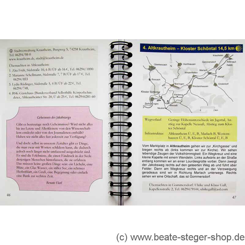 Blick ins Buch mit Wegbeschreibung, Karte und Informationen.
