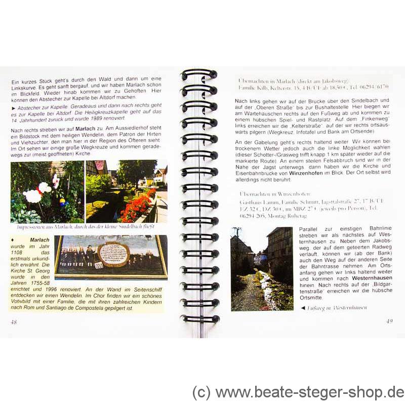Blick ins Buch mit Wegbeschreibung, Unterkunft und Bildern.