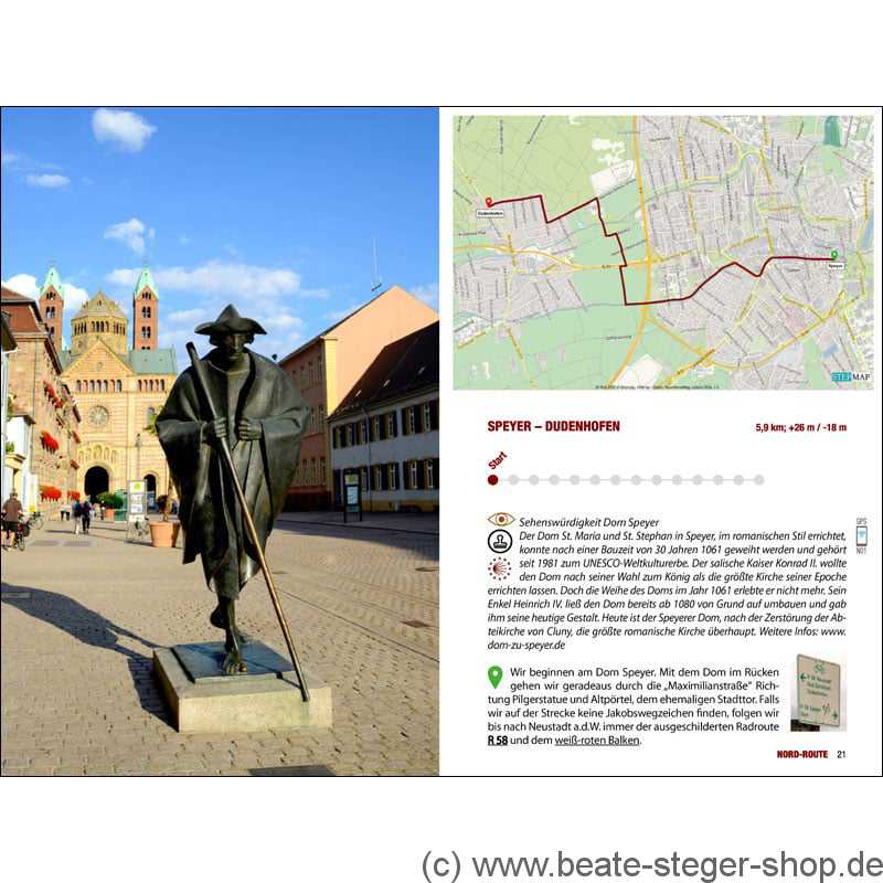 Blick ins Buch mit Wegbeschreibung, Karte und Höhenprofil.