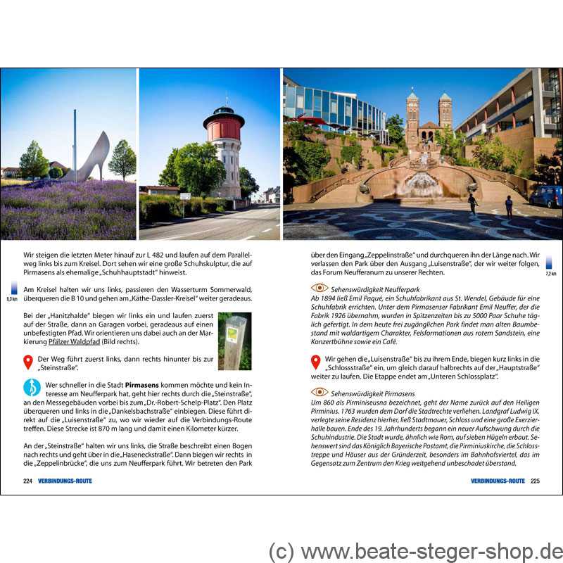 Blick ins Buch mit Wegbeschreibung, Karte und Höhenprofil.