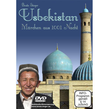 Cover der DVD zeigt Grabstätte von Timur Lenk, das Gur-Emir-Mausoleum und einen Usbeken.