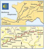 Karten des Jakobswegs von Neresheim nach Rottenburg.
