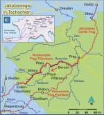 Kartenausschnitt der detaillierten Strecke Jakobsweg Prag - Tillyschanz / Eslarn.