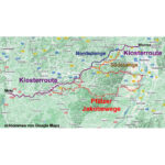 Karte des Pilgerführers Klosterroute mit drei Bildern