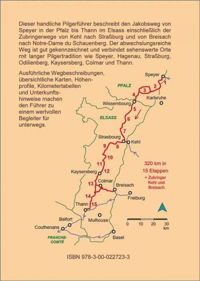 Wegbeschreibung und Karten des Jakobswegs Elsass.