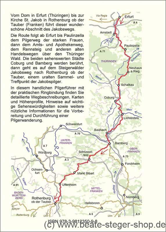 Wegbeschreibung und Karten des Jakobswegs von Erfurt nach Rothenburg.