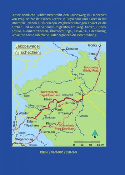 Wegbeschreibung und Karte des Jakobswegs von Prag nach Tillyschanz.