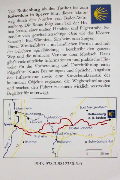 Wegbeschreibung und Karte des Jakobswegs von Rothenburg nach Speyer.