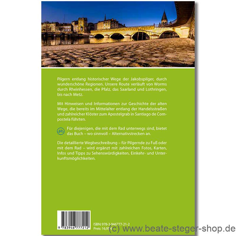Rückseite des Pilgerführers Klosterroute mit Bild und Text