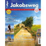 Cover Sonderheft mit Wegstrecke und Einklinkern, Beate Steger in Finisterre und Kathedrale.